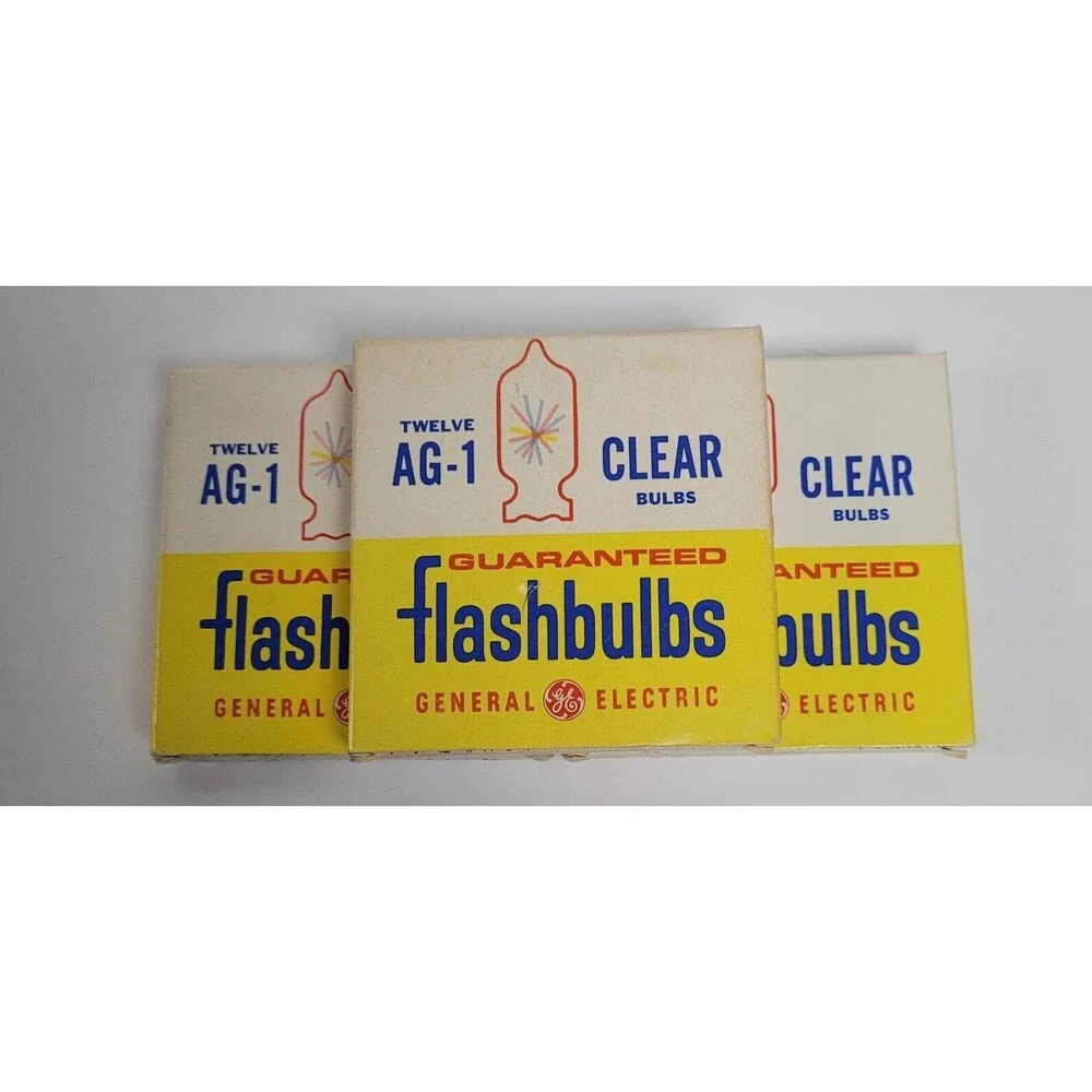 Lot of 3 VIntage GE AG-1 Flashbulbs - NOS 12 per Box
